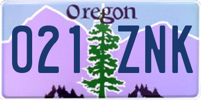 OR license plate 021ZNK