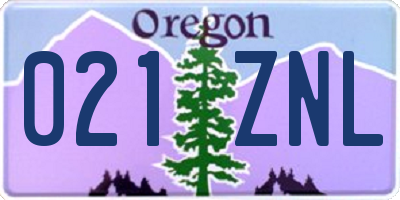 OR license plate 021ZNL