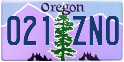 OR license plate 021ZNO