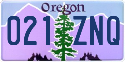 OR license plate 021ZNQ