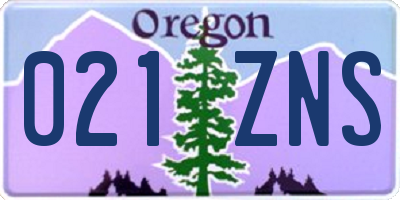 OR license plate 021ZNS