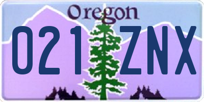 OR license plate 021ZNX