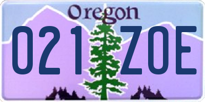 OR license plate 021ZOE