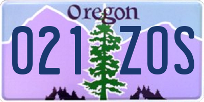 OR license plate 021ZOS