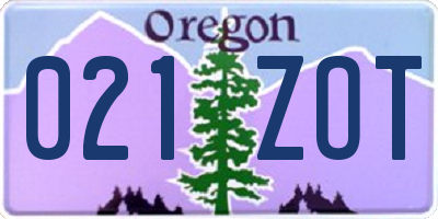 OR license plate 021ZOT
