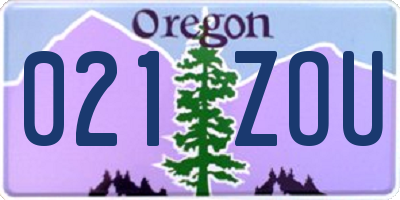 OR license plate 021ZOU