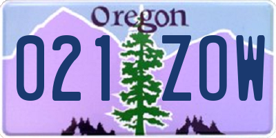 OR license plate 021ZOW