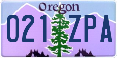 OR license plate 021ZPA