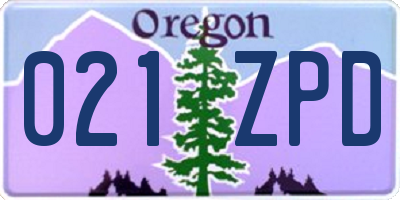 OR license plate 021ZPD