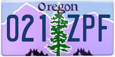 OR license plate 021ZPF