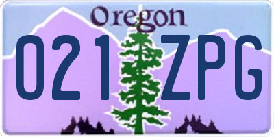 OR license plate 021ZPG