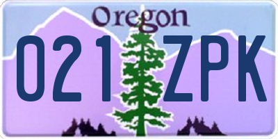 OR license plate 021ZPK
