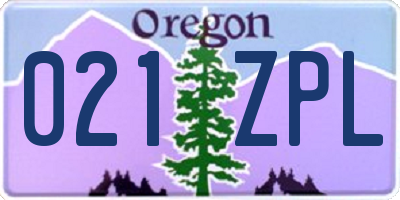 OR license plate 021ZPL