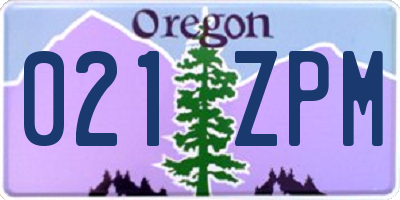 OR license plate 021ZPM