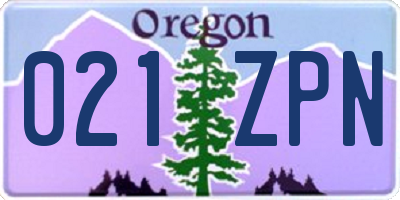 OR license plate 021ZPN