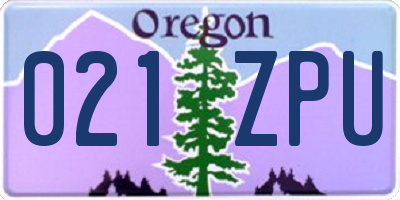 OR license plate 021ZPU