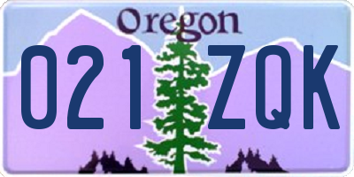 OR license plate 021ZQK