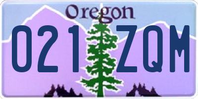 OR license plate 021ZQM