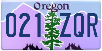 OR license plate 021ZQR