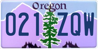 OR license plate 021ZQW
