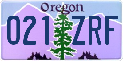 OR license plate 021ZRF