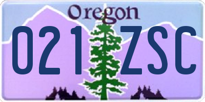 OR license plate 021ZSC
