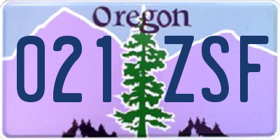 OR license plate 021ZSF