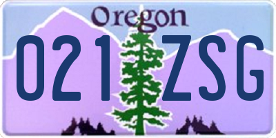 OR license plate 021ZSG