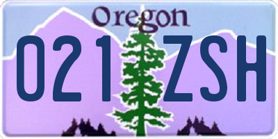 OR license plate 021ZSH