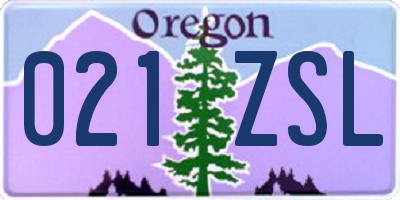 OR license plate 021ZSL