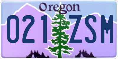 OR license plate 021ZSM