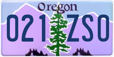 OR license plate 021ZSO