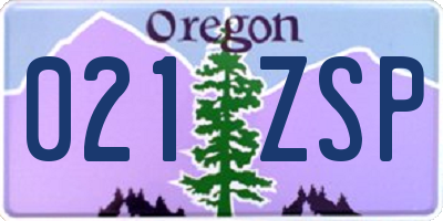 OR license plate 021ZSP