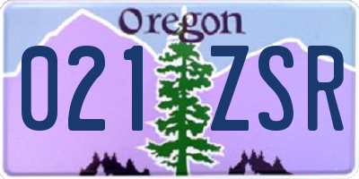 OR license plate 021ZSR