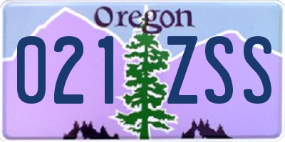OR license plate 021ZSS