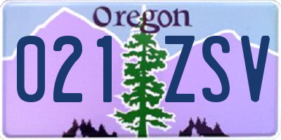 OR license plate 021ZSV