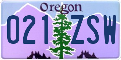 OR license plate 021ZSW