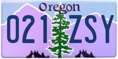 OR license plate 021ZSY