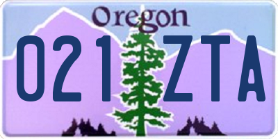 OR license plate 021ZTA