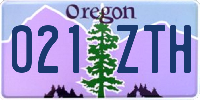 OR license plate 021ZTH