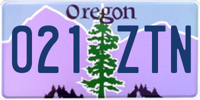 OR license plate 021ZTN