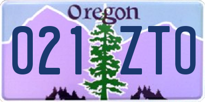 OR license plate 021ZTO