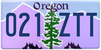 OR license plate 021ZTT