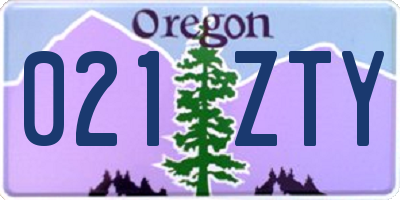 OR license plate 021ZTY
