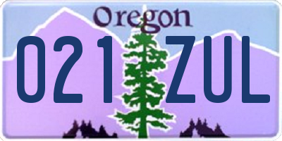 OR license plate 021ZUL