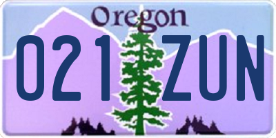 OR license plate 021ZUN