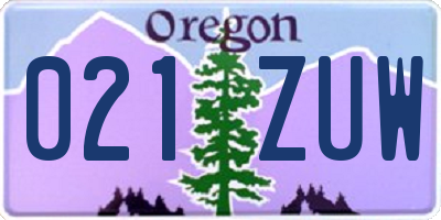 OR license plate 021ZUW