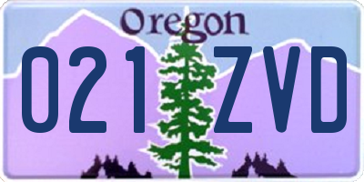 OR license plate 021ZVD