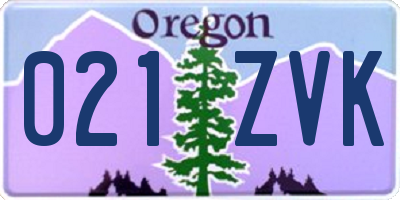 OR license plate 021ZVK