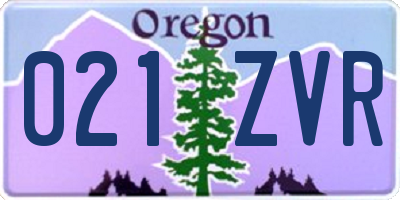 OR license plate 021ZVR